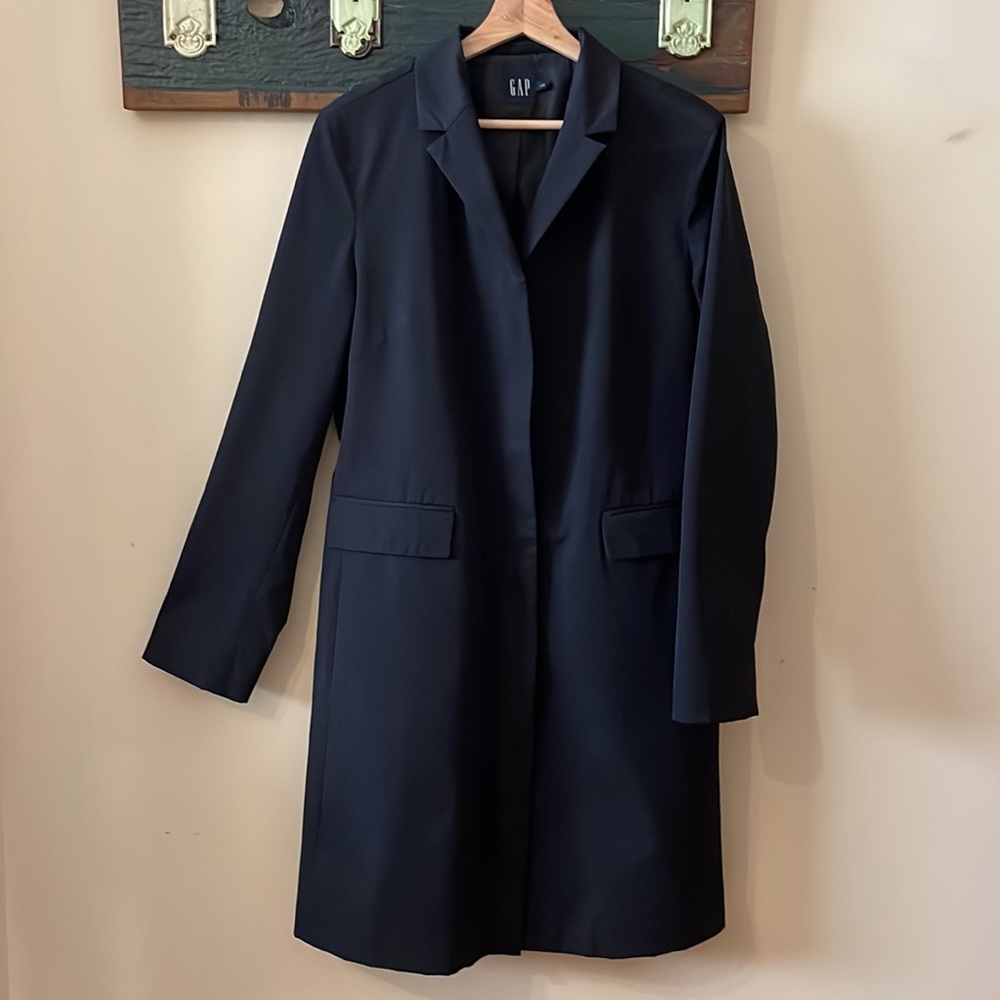 GAP Black Nylon Dress Coat Size Large - Picture 2 of 15